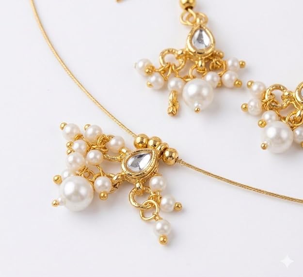 Pearl Floral Necklace Set with Matching Earrings - Image 2