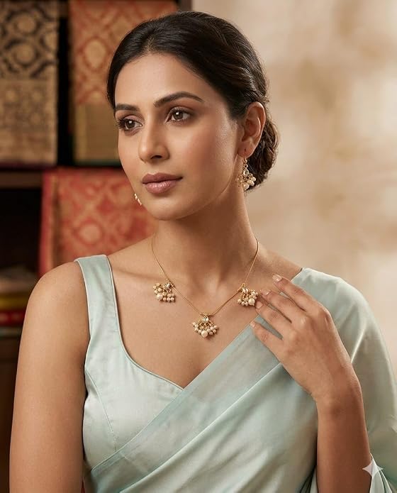 Pearl Floral Necklace Set with Matching Earrings - Image 4