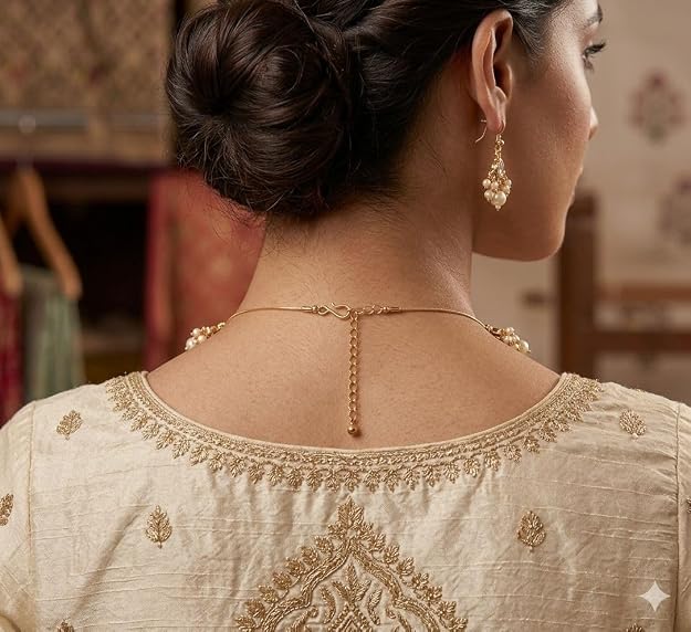 Pearl Floral Necklace Set with Matching Earrings - Image 3