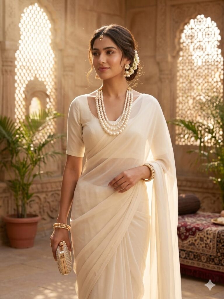 🤍 3 Layer Pearl Necklace for Women | Elegant Multi-Layer Pearl Mala