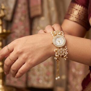 ⌚ Pearl Floral Bracelet Watch for Women | Traditional Ethnic Wrist Watch
