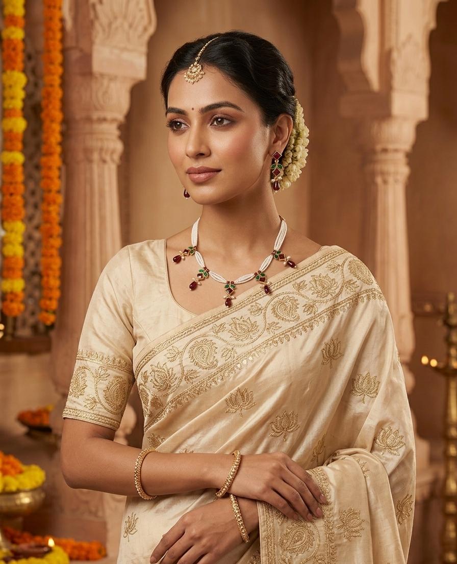 Ruby & Pearl Necklace Set - Image 2