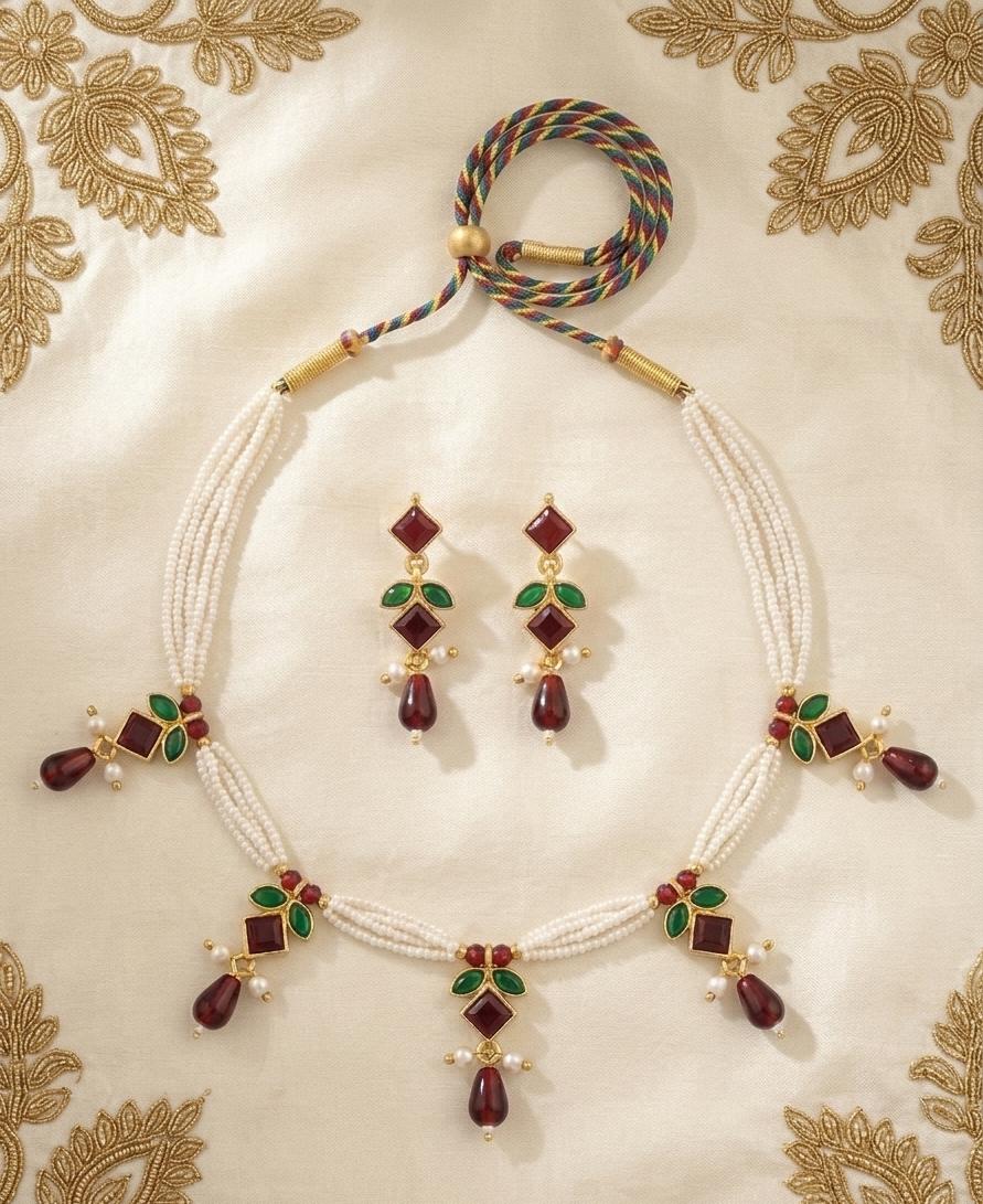 Ruby & Pearl Necklace Set - Image 4
