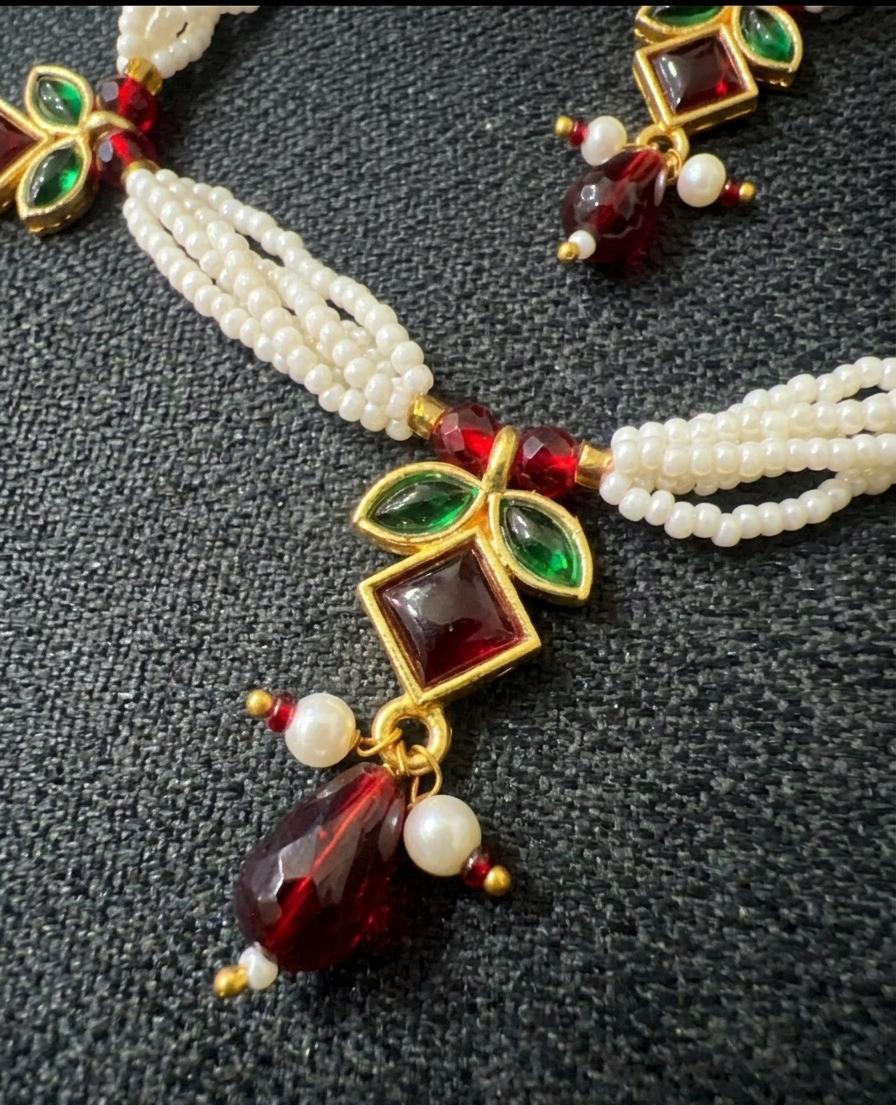 Ruby & Pearl Necklace Set - Image 8