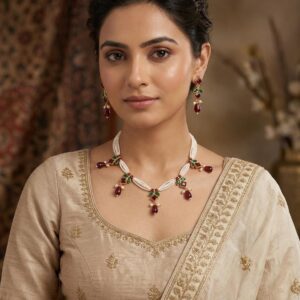 ❤️ Ruby & Pearl Necklace Set | Elegant Traditional Jewellery for Women