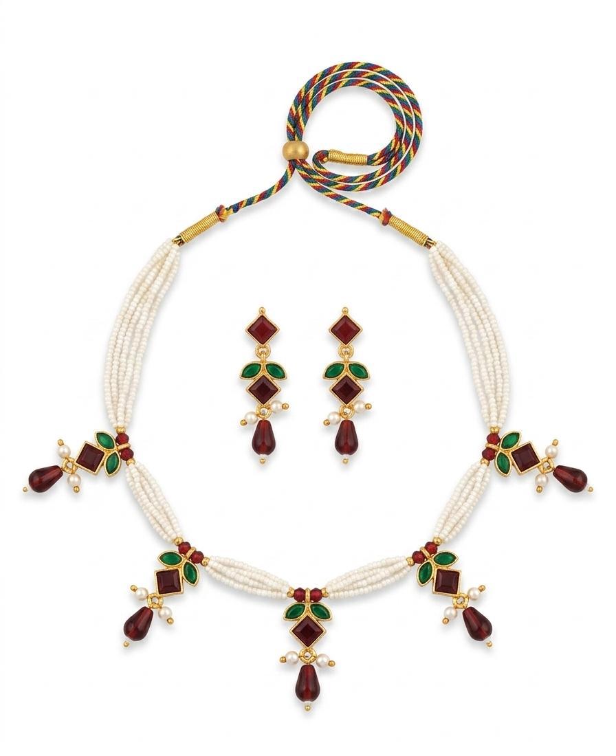 Ruby & Pearl Necklace Set - Image 7