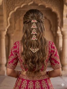 💖 Traditional Pink Bridal Hair Juda Chain | Designer Hair Accessory for Women