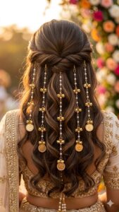👑 Pearl & Coin Bridal Hair Accessory | Traditional Hair Chain for Women