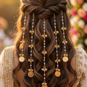 👑 Pearl & Coin Bridal Hair Accessory | Traditional Hair Chain for Women