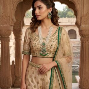 💚 Royal Green Pearl Long Necklace Set with Earrings | Traditional Bridal Jewellery