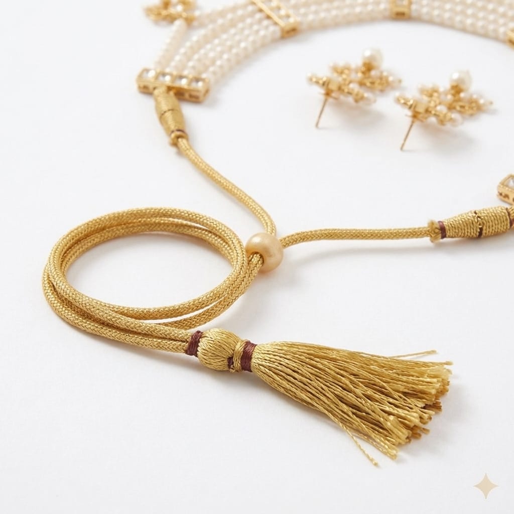 Traditional Pearl Choker Necklace Set - Image 7