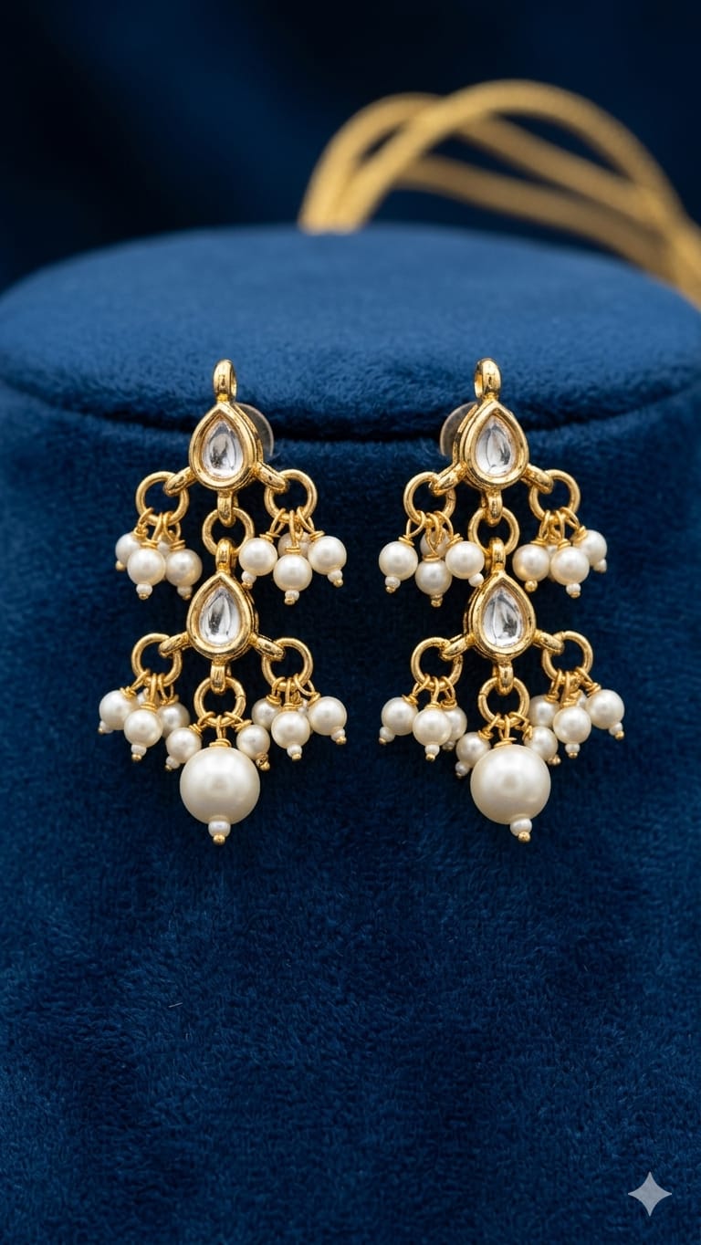 Traditional Pearl Choker Necklace Set - Image 5