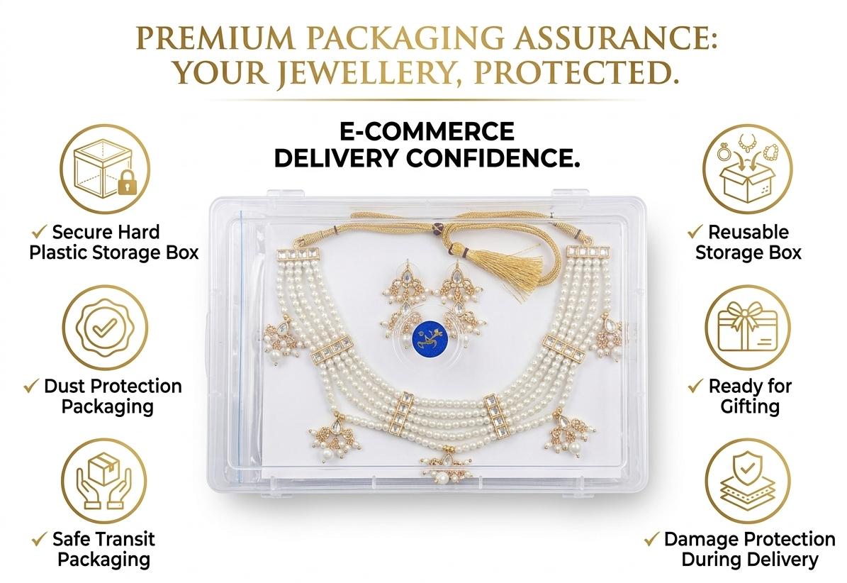 Traditional Pearl Choker Necklace Set - Image 9