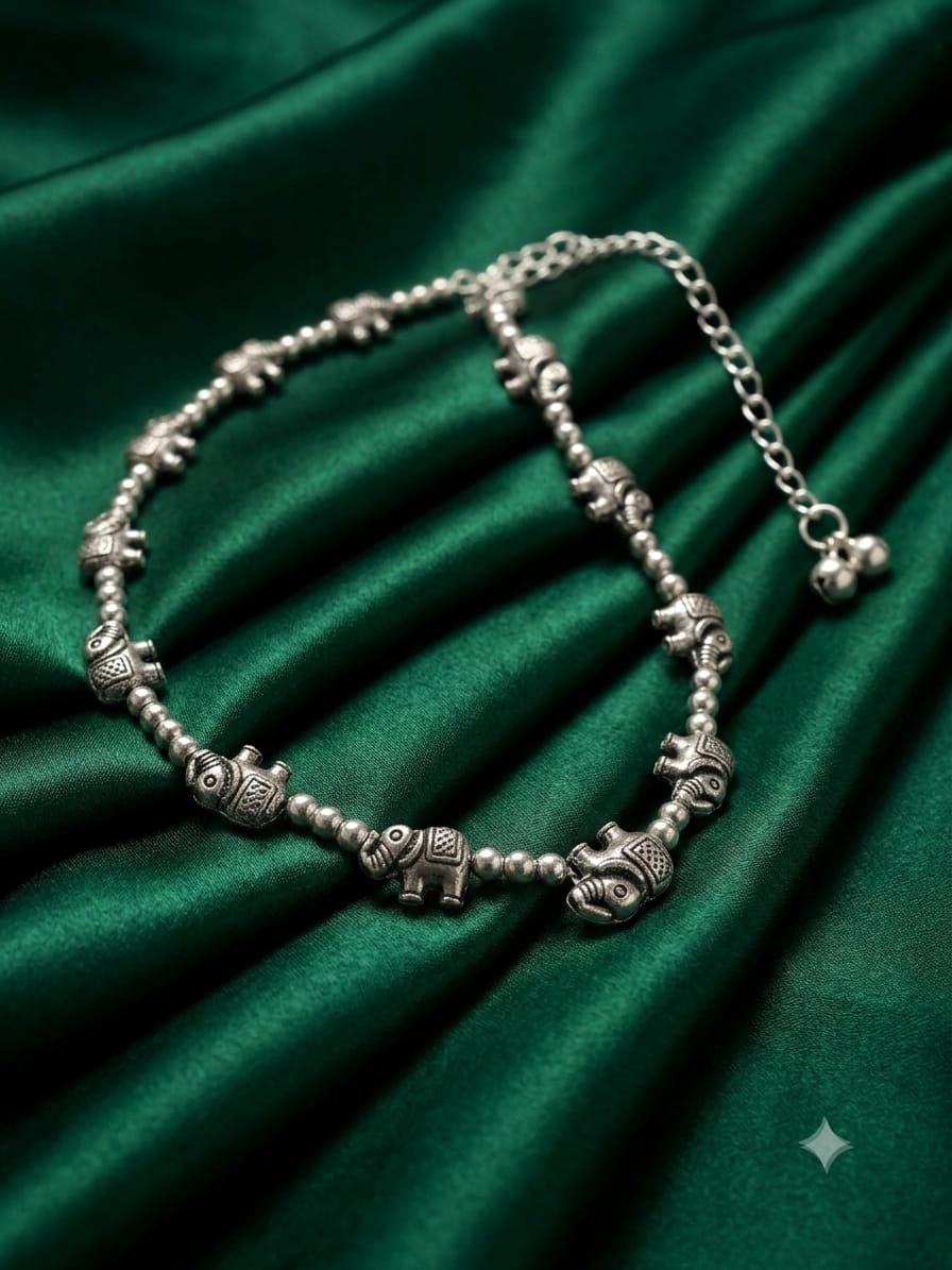 Silver Oxidised Waist Chain (Kamarbandh) - Image 3