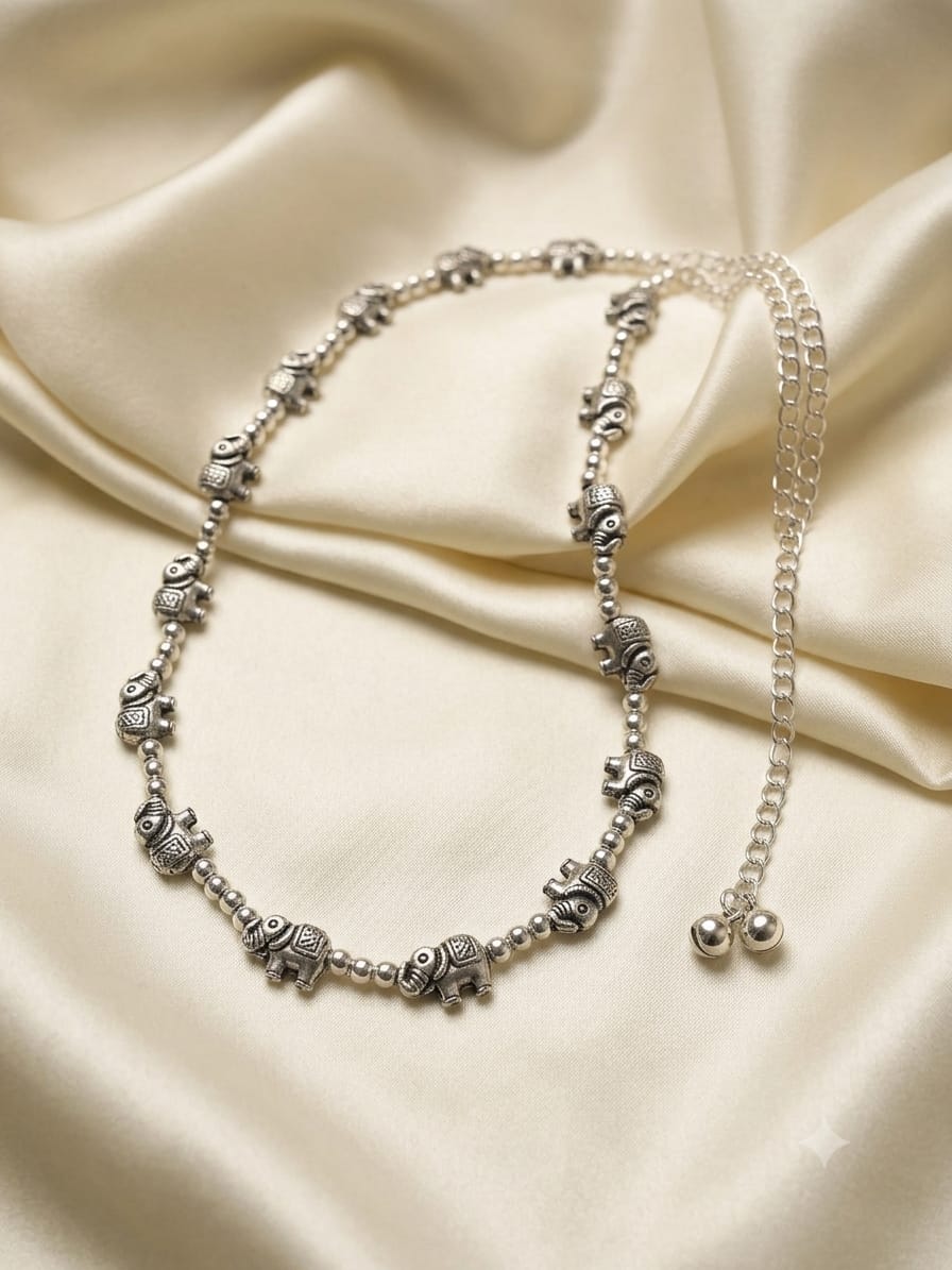 Silver Oxidised Waist Chain (Kamarbandh) - Image 4