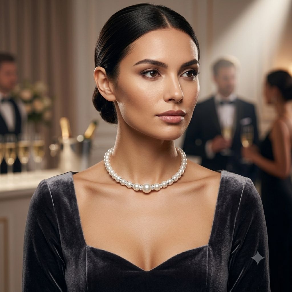 Classic White Pearl Choker Necklace for Women | Elegant Minimal Pearl Necklace - Image 3