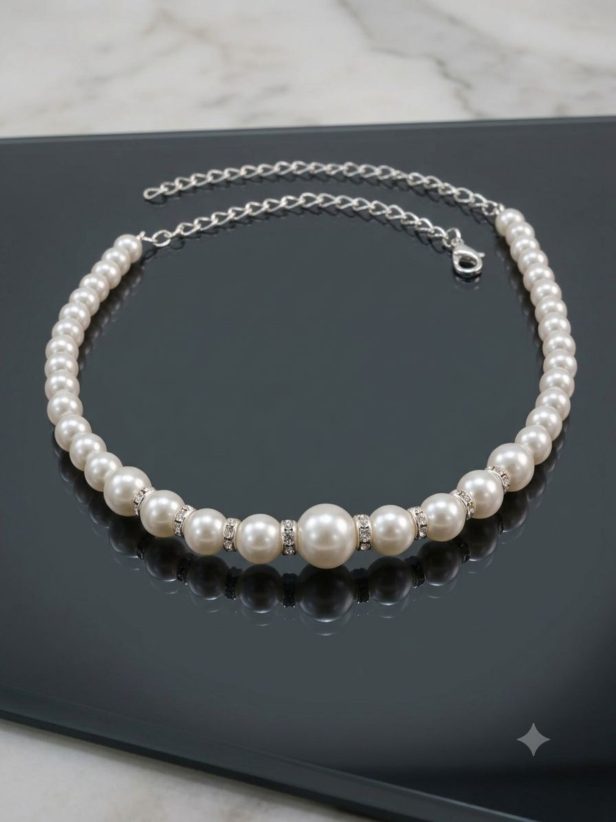 Classic White Pearl Choker Necklace for Women | Elegant Minimal Pearl Necklace - Image 9