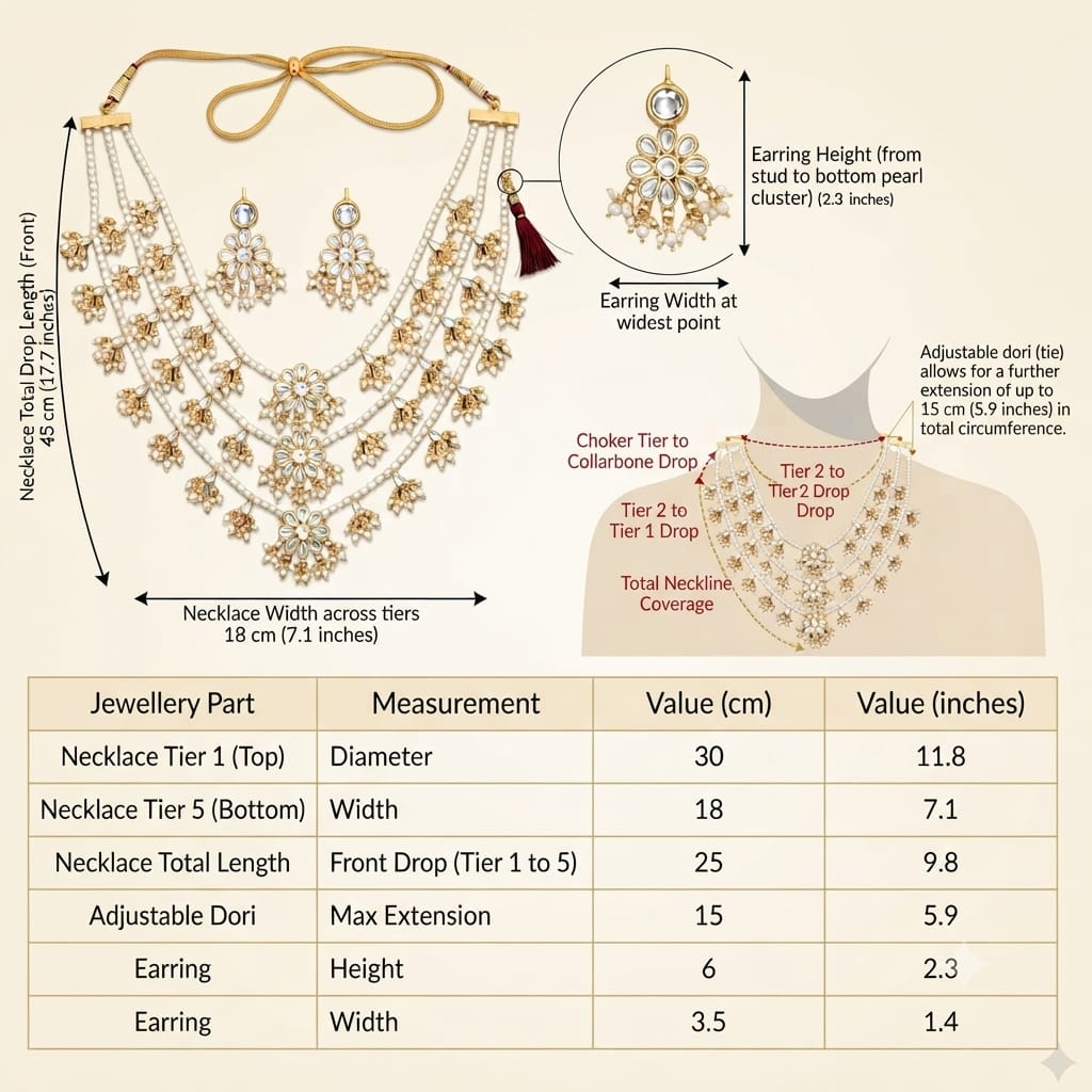 Royal Kundan Pearl Layered Necklace Set for Women | Traditional Bridal Jewelry with Earrings - Image 8