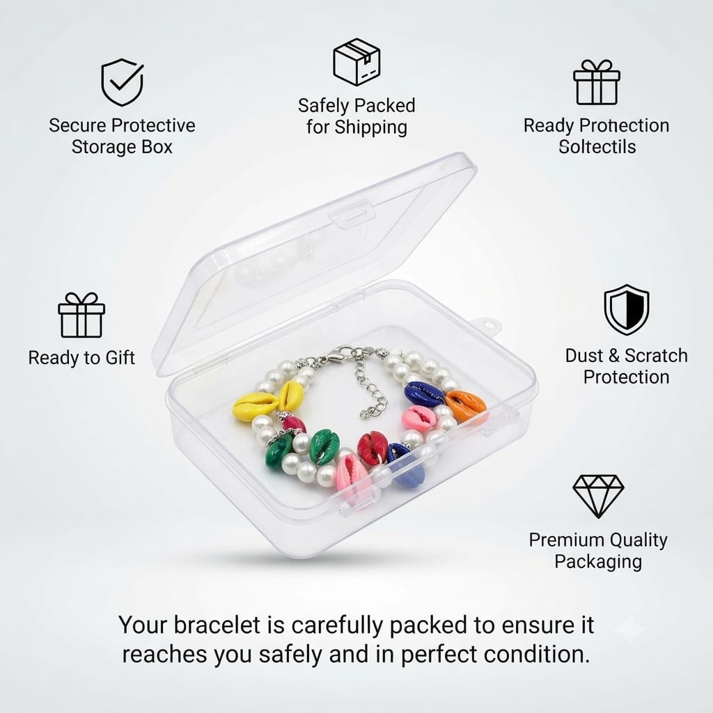 Colorful Shell & Pearl Charm Bracelet for Women | Boho Beach Style Adjustable Bracelet - Image 9
