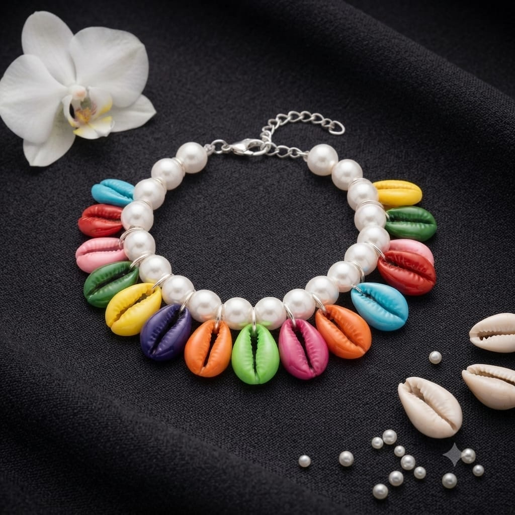 Colorful Shell & Pearl Charm Bracelet for Women | Boho Beach Style Adjustable Bracelet - Image 8