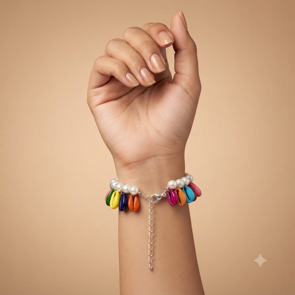 Colorful Shell & Pearl Charm Bracelet for Women | Boho Beach Style Adjustable Bracelet - Image 5