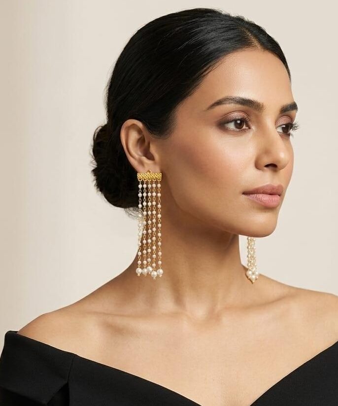 Pearl Tassel Drop Earrings for Women | Festive & Party Wear