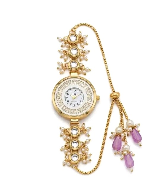 Pearl Kundan Bracelet Watch for Women | Mitrang Creation - Image 7