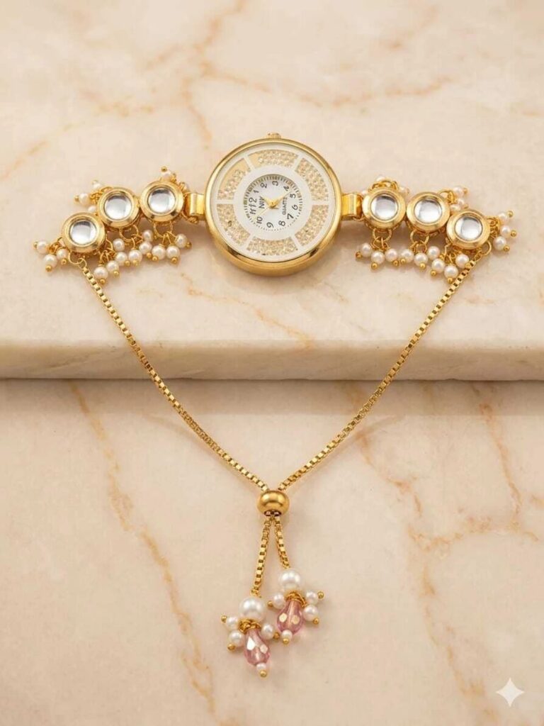 Pearl Kundan Bracelet Watch for Women | Mitrang Creation