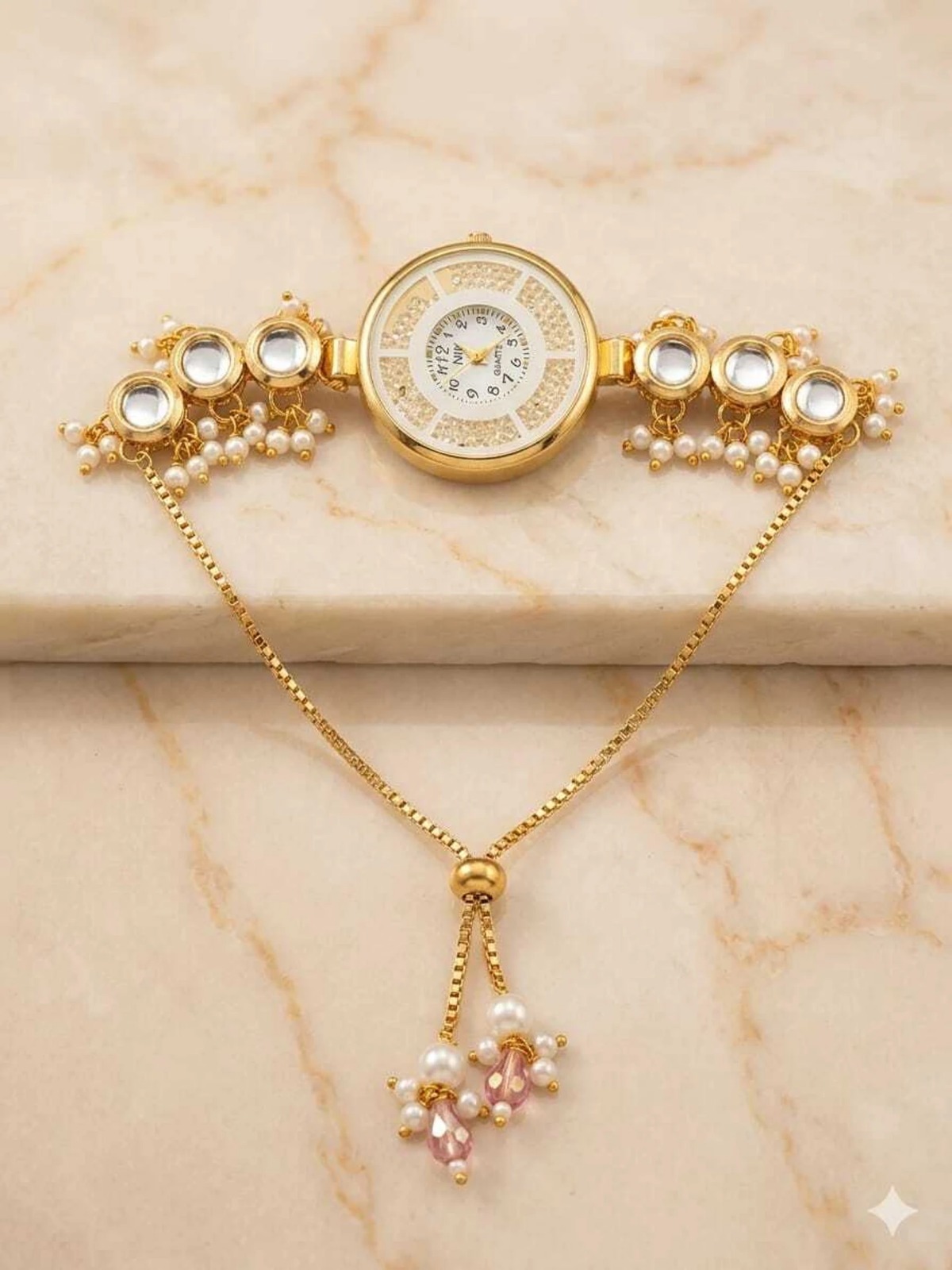 Pearl Kundan Bracelet Watch for Women | Mitrang Creation