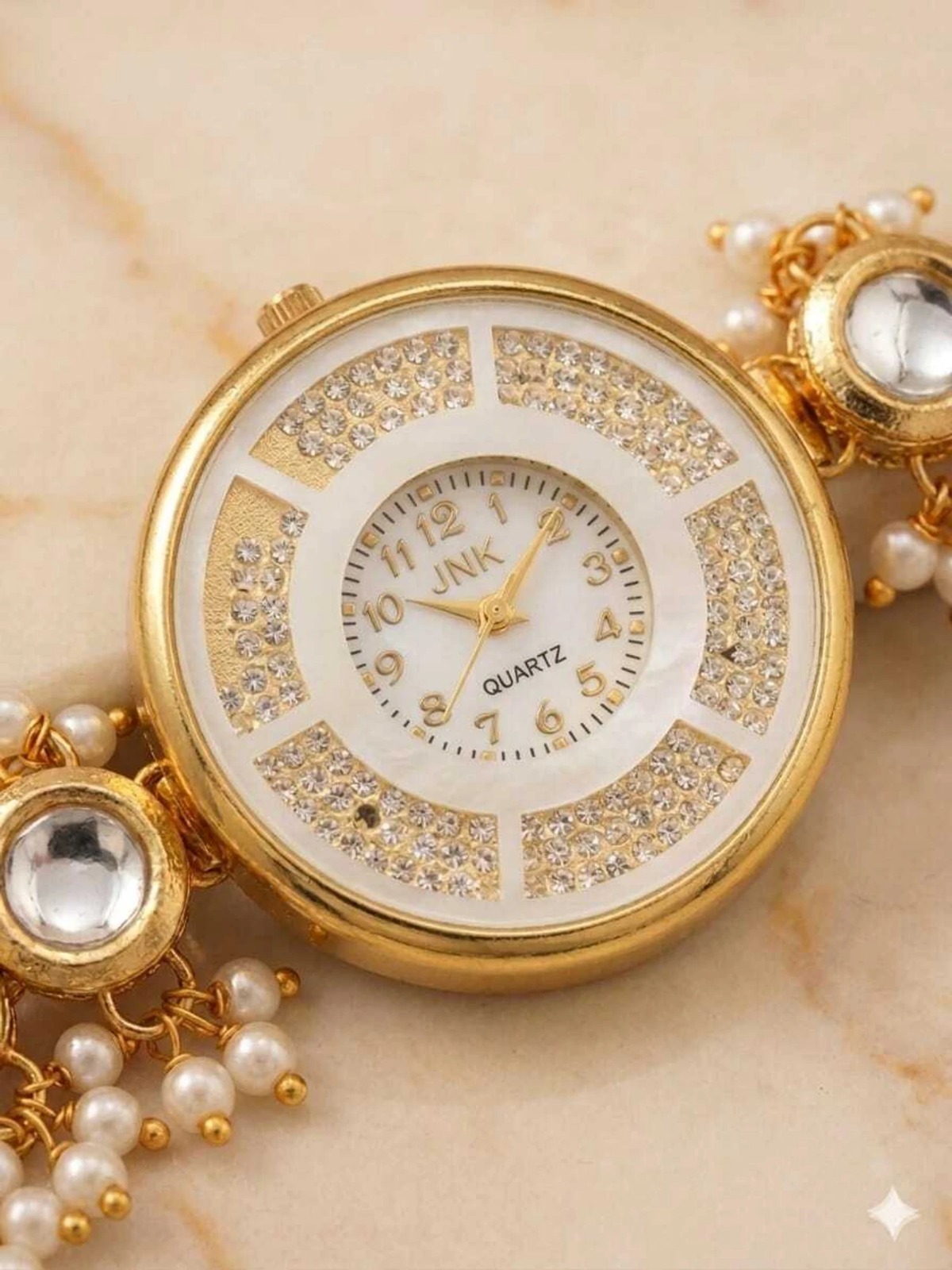 Pearl Kundan Bracelet Watch for Women | Mitrang Creation - Image 10