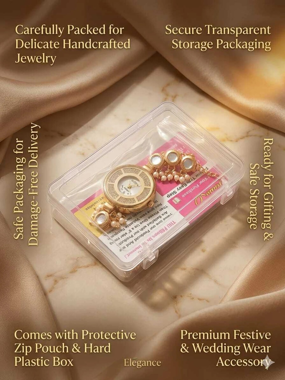 Pearl Kundan Bracelet Watch for Women | Mitrang Creation - Image 12