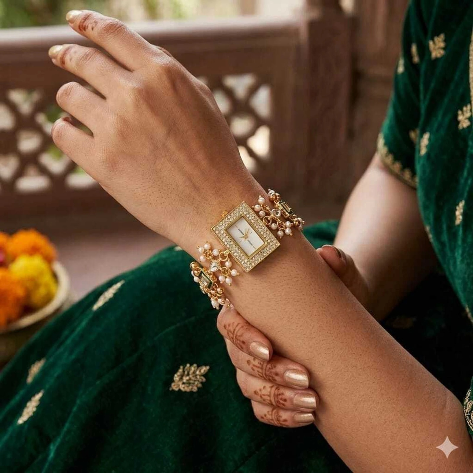 Traditional Kundan Bracelet Watch for Women - Image 5