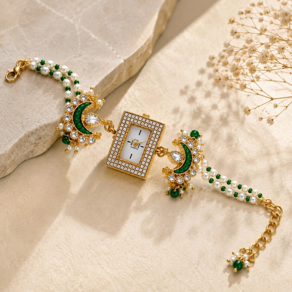 GreGreen Pearl Bracelet Watch for Women | Gold Tone Watch