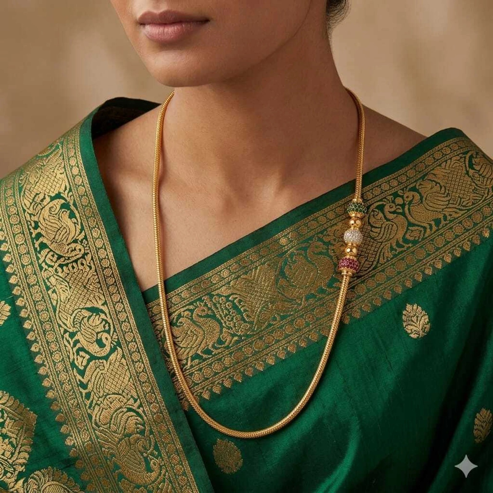 Gold Finish Beaded Snake Chain Necklace for Women - Image 3