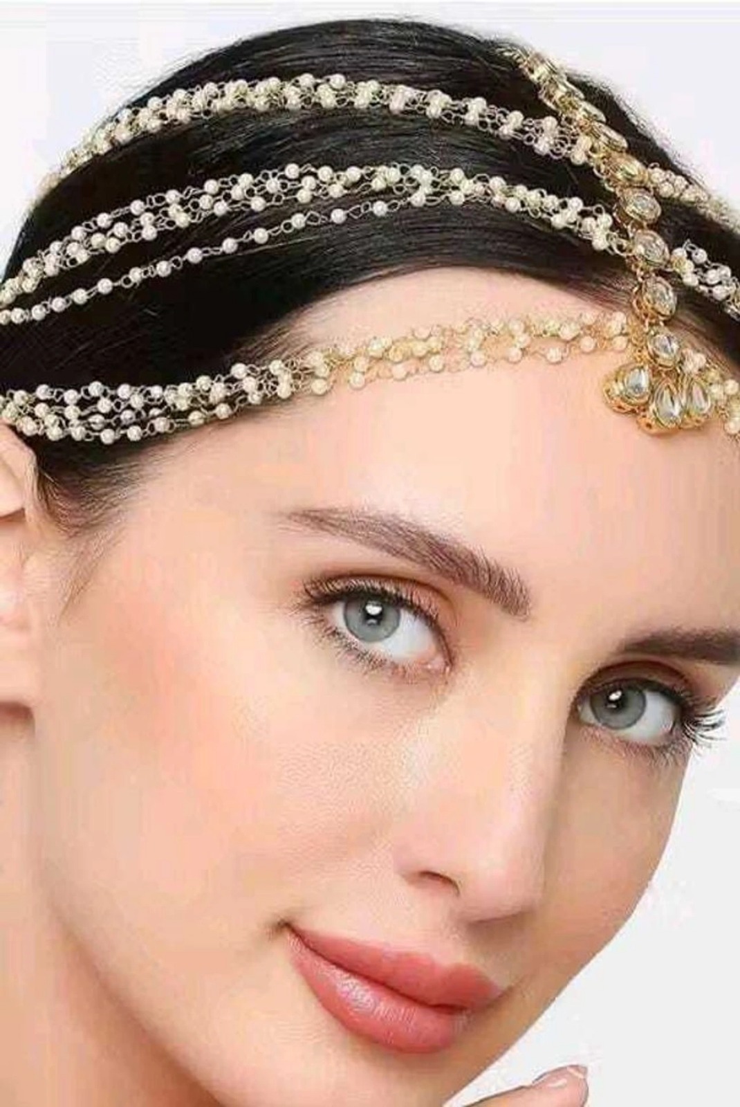 Pearl Matha Patti for Women | Bridal Maang Tikka Head Chain - Image 2