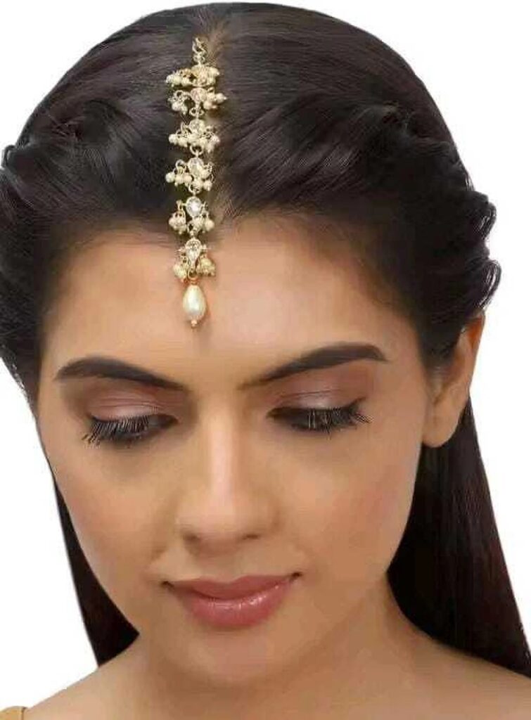 Gold Tone Maang Tikka for Women & Festive Hair Accessory
