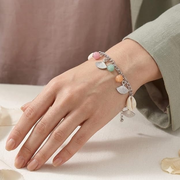 Shell Charm Bracelet for Women | Pastel Beaded