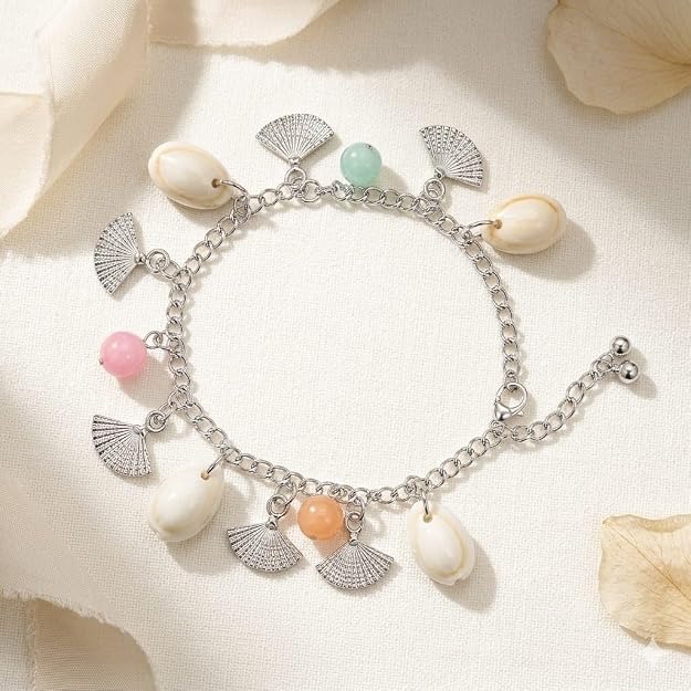 Shell Charm Bracelet for Women | Pastel Beaded - Image 4