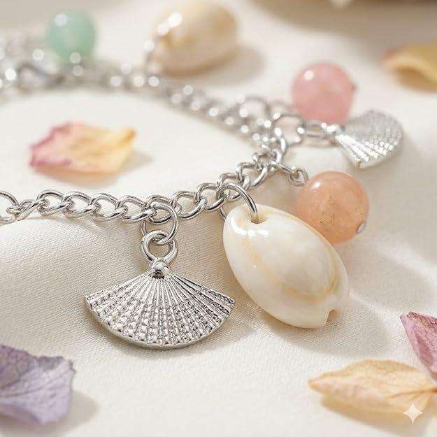 Shell Charm Bracelet for Women | Pastel Beaded - Image 5