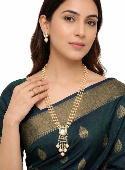 Multi Layer Pearl Necklace Set for Women with Earrings