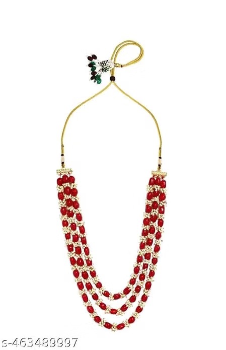 Red Pearl 3 Layer Necklace for Women | Ethnic Jewellery - Image 4