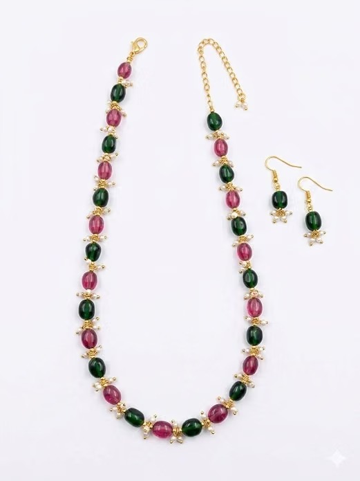 Ruby Emerald Pearl Necklace Set for Women | Ethnic Jewellery - Image 2