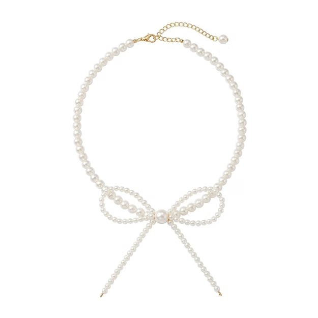 Pearl Bow Choker Necklace for Women | Adjustable - Image 5