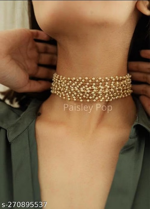 Handcrafted Layered Pearl Choker Necklace for Women - Image 2