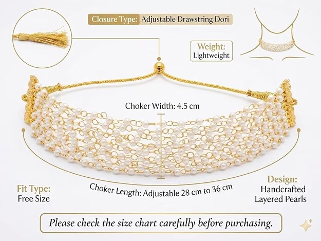 Handcrafted Layered Pearl Choker Necklace for Women - Image 5
