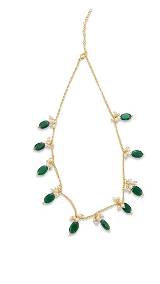 Green Stone Pearl Necklace for Women | Gold Plated - Image 5