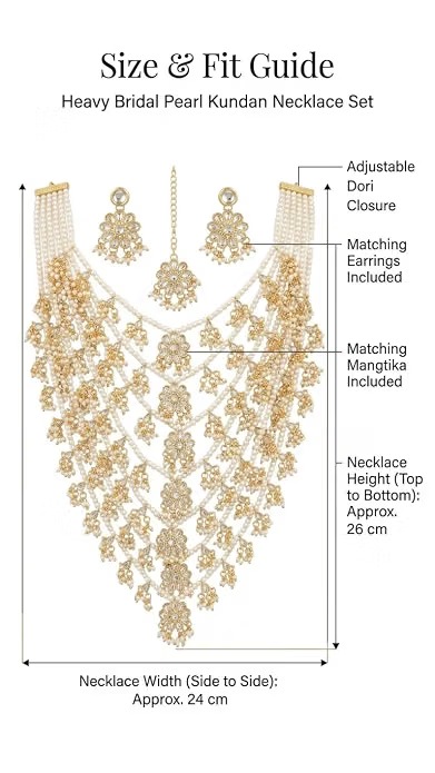 Bridal Pearl Kundan Necklace Set with Earrings & Maang Tikka - Image 8