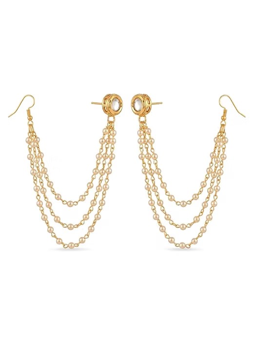 Pearl Ear Chain Earrings for Women & Bridal Wear - Image 2
