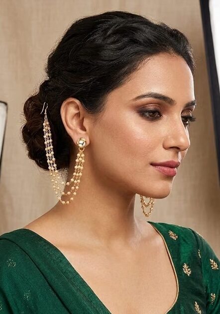 Bridal Pearl Kundan Necklace Set with Earrings and Maang Tikka