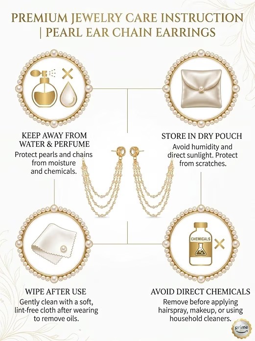 Pearl Ear Chain Earrings for Women & Bridal Wear - Image 6